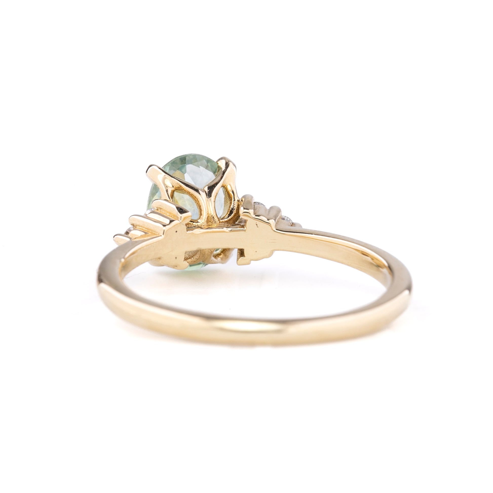 【一点物】テレサリング ・1.60ct・加熱モンタナ産ライトグリーンサファイア・K14YG
