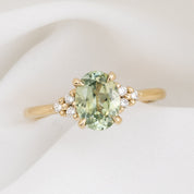 【一点物】テレサリング ・1.60ct・加熱モンタナ産ライトグリーンサファイア・K14YG