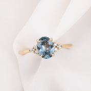 【一点物】テレサリング ・1.34ct・加熱モンタナ産ブルーサファイア・K14YG