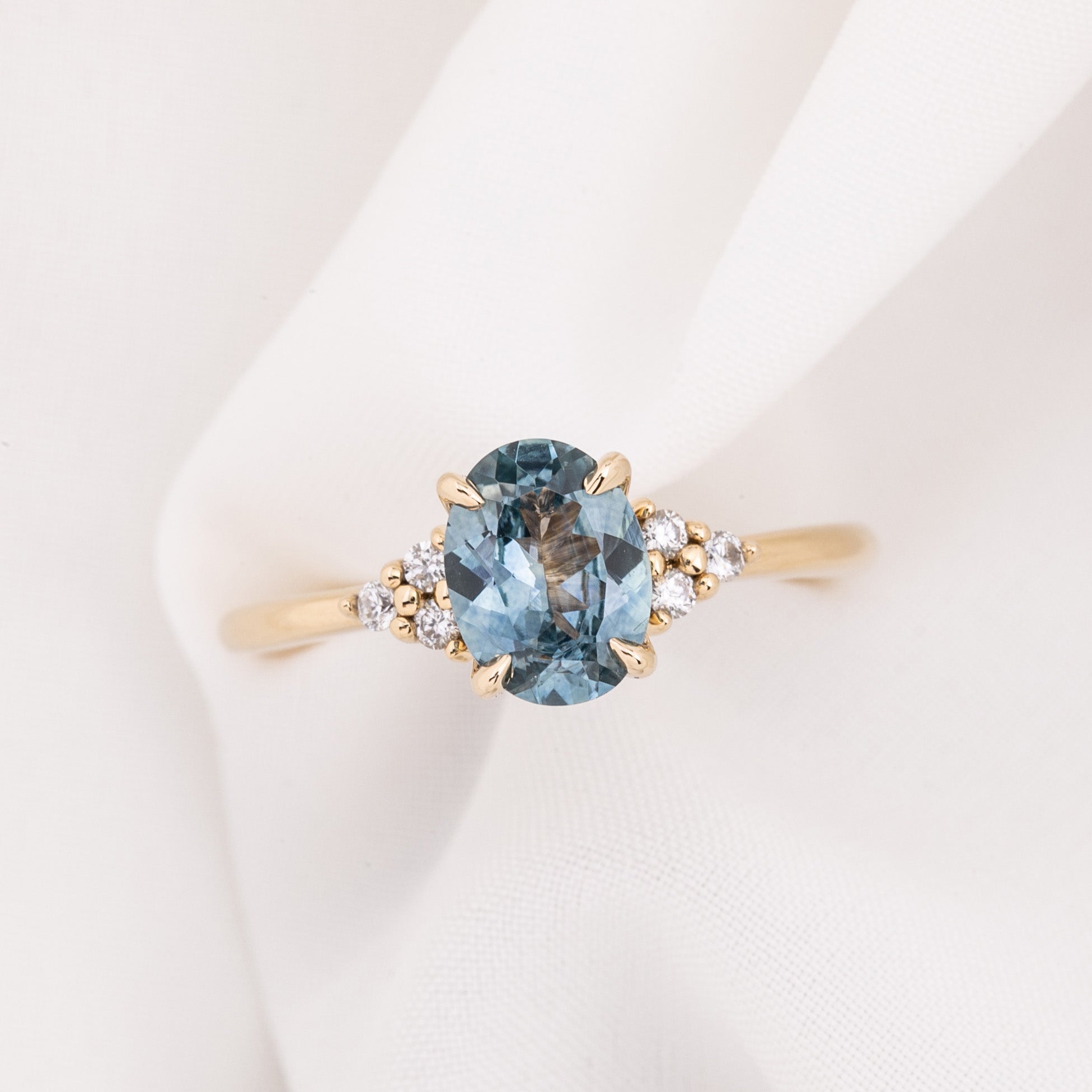 【一点物】テレサリング ・1.34ct・加熱モンタナ産ブルーサファイア・K14YG
