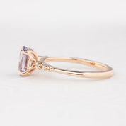 Estel Fleur Four Prongs Ring, Lavender Purple Sapphire, 14k Rose Gold, oval shape gemstone