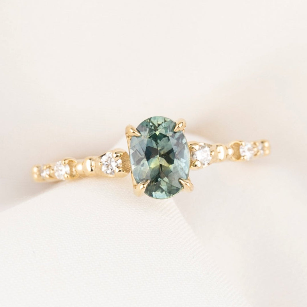 Wisteria Ring, 1.00ct Montana Sapphire, oval shape gemstone