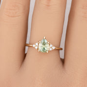 【一点物】テレサリング ・1.49ct・加熱モンタナ産ライトグリーンサファイア・K14YG