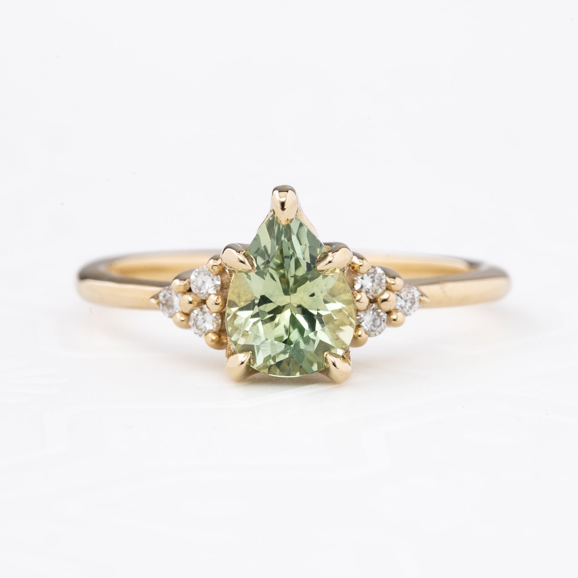 【一点物】テレサリング ・1.49ct・加熱モンタナ産ライトグリーンサファイア・K14YG