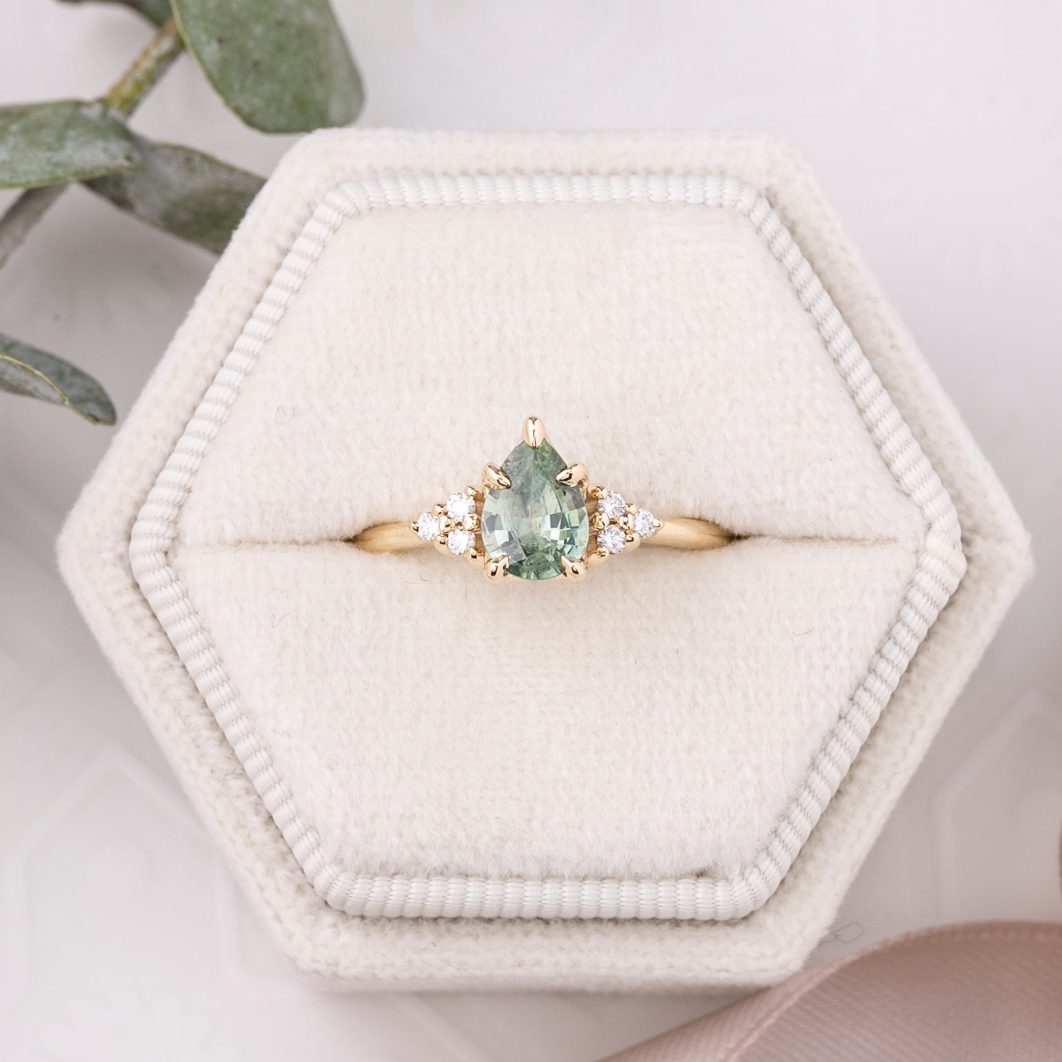 Teresa Ring, 0.88ct Light Green Montana Sapphire