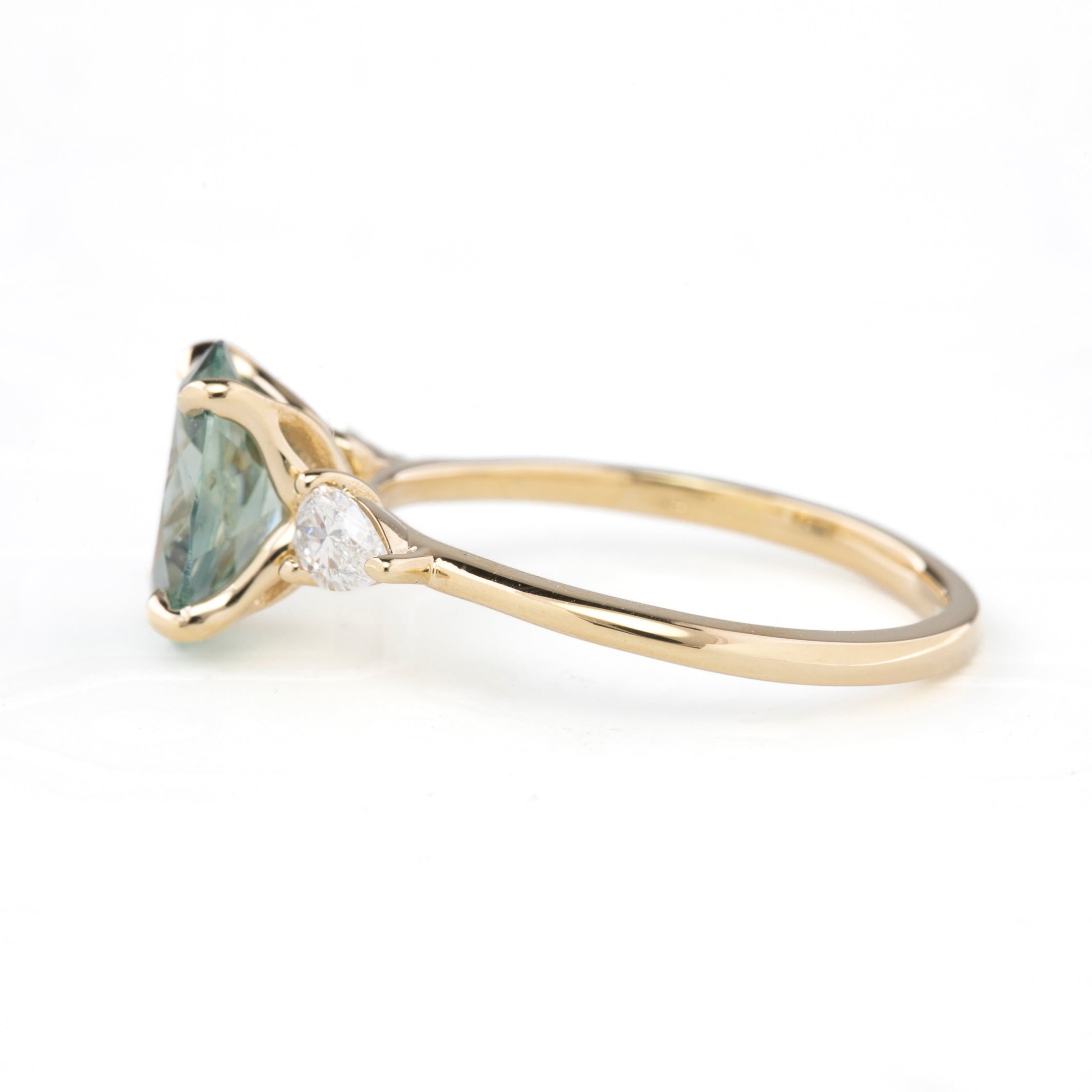 Claire Ring, 2.23ct Light Blue Green Madagascar Sapphire, oval shape gemstone