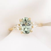 Claire Ring, 2.23ct Light Blue Green Madagascar Sapphire, oval shape gemstone