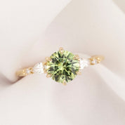 Estel Fleur Petal Ring 1.82ct Green Montana Sapphire, 14k Yellow Gold (One of a kind)