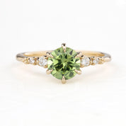 【一点物】エステルフルールリング ・1.36ct・加熱モンタナ産グリーンイエローサファイア・K14YG
