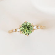【一点物】エステルフルールリング ・1.36ct・加熱モンタナ産グリーンイエローサファイア・K14YG