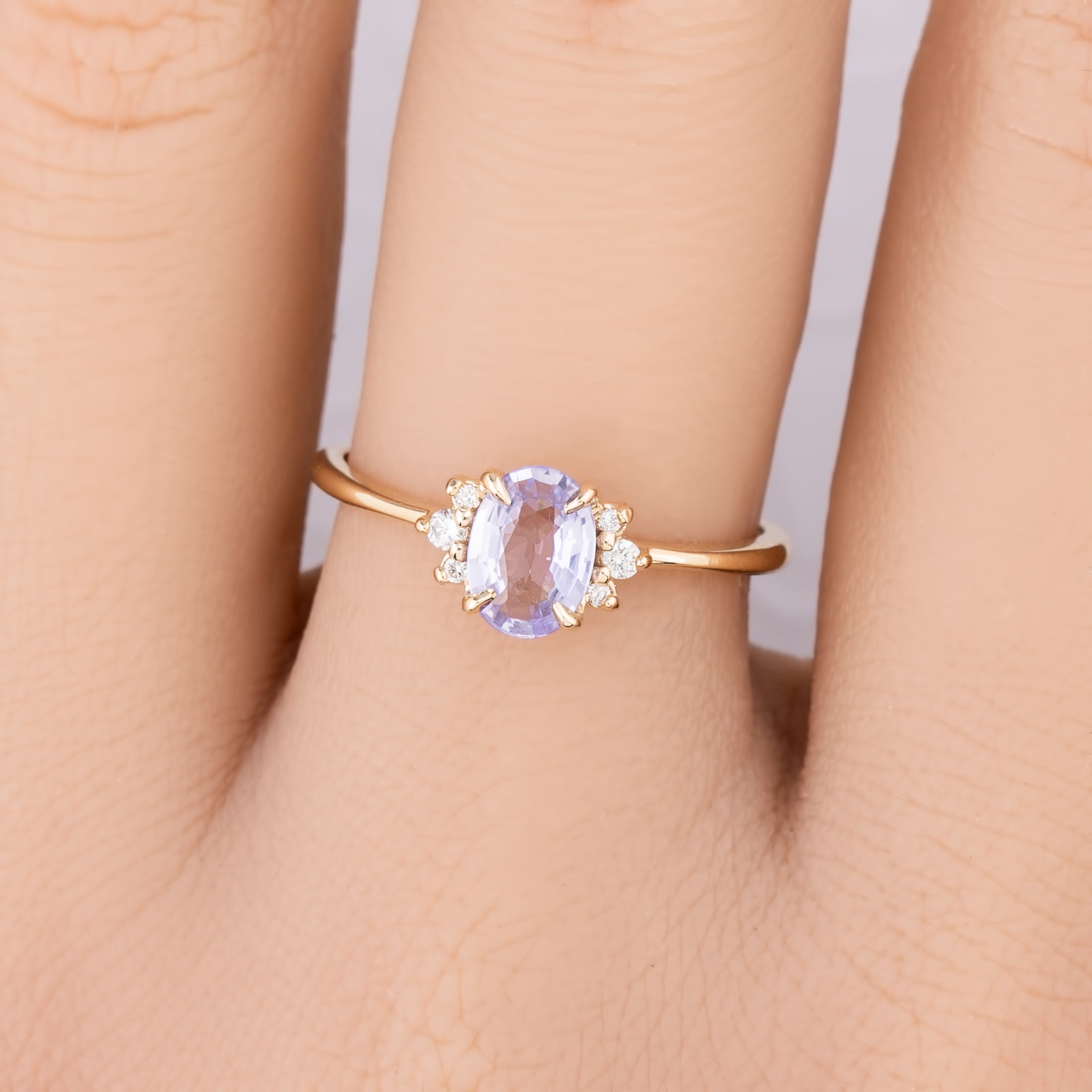 Lena Ring, 0.84ct Lavender Purple Madagascar Sapphire, oval shape gemstone