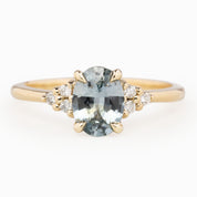【一点物】テレサリング ・1.30ct・加熱モンタナ産アクアブルーサファイア・K14YG
