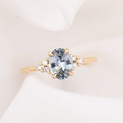 【一点物】テレサリング ・1.30ct・加熱モンタナ産アクアブルーサファイア・K14YG