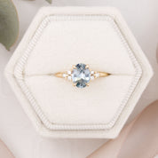 【一点物】テレサリング ・1.30ct・加熱モンタナ産アクアブルーサファイア・K14YG