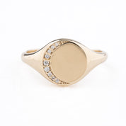 Crescent Moon Engravable Signet Ring