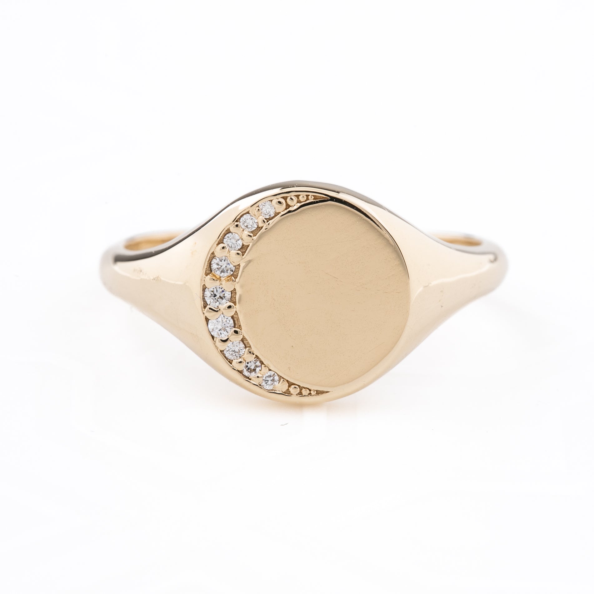 Crescent Moon Engravable Signet Ring