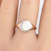 Crescent Moon Engravable Signet Ring