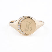 Crescent Moon Engravable Signet Ring