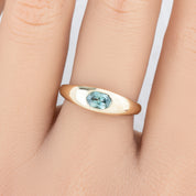 Dome Ring, 0.61ct Montana Sapphire, oval shape gemstone