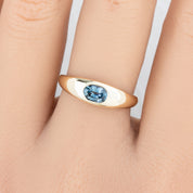 Dome Ring, 0.60ct Montana Sapphire, oval shape gemstone