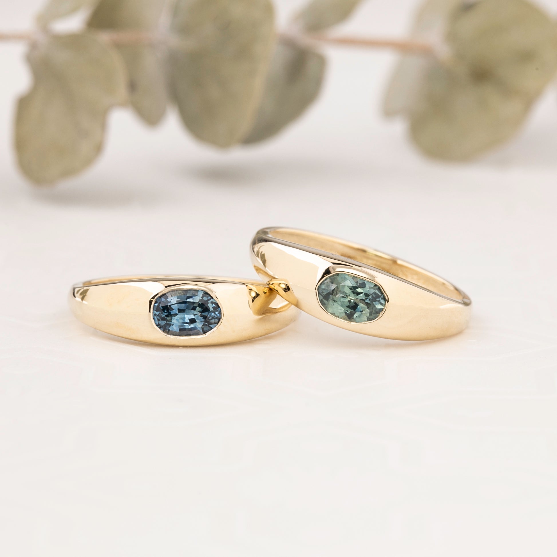 Dome Ring, 0.53ct Green Montana Sapphire