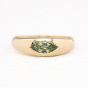 【一点物】ドームリング ・0.61ct・非加熱マダガスカル産ライトグリーンサファイア・K14YG