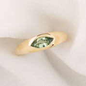 【一点物】ドームリング ・0.61ct・非加熱マダガスカル産ライトグリーンサファイア・K14YG