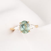 Olivia Grand Ring, 2.12ct Light Blue Green Madagascar Sapphire