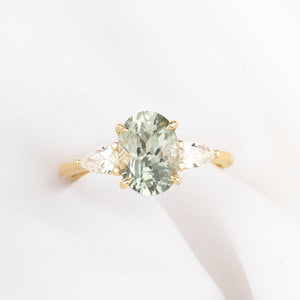 【一点物】オリヴィアリング ・2.20ct・加熱モンタナ産ブルーグリーンイエローサファイア・K14YG