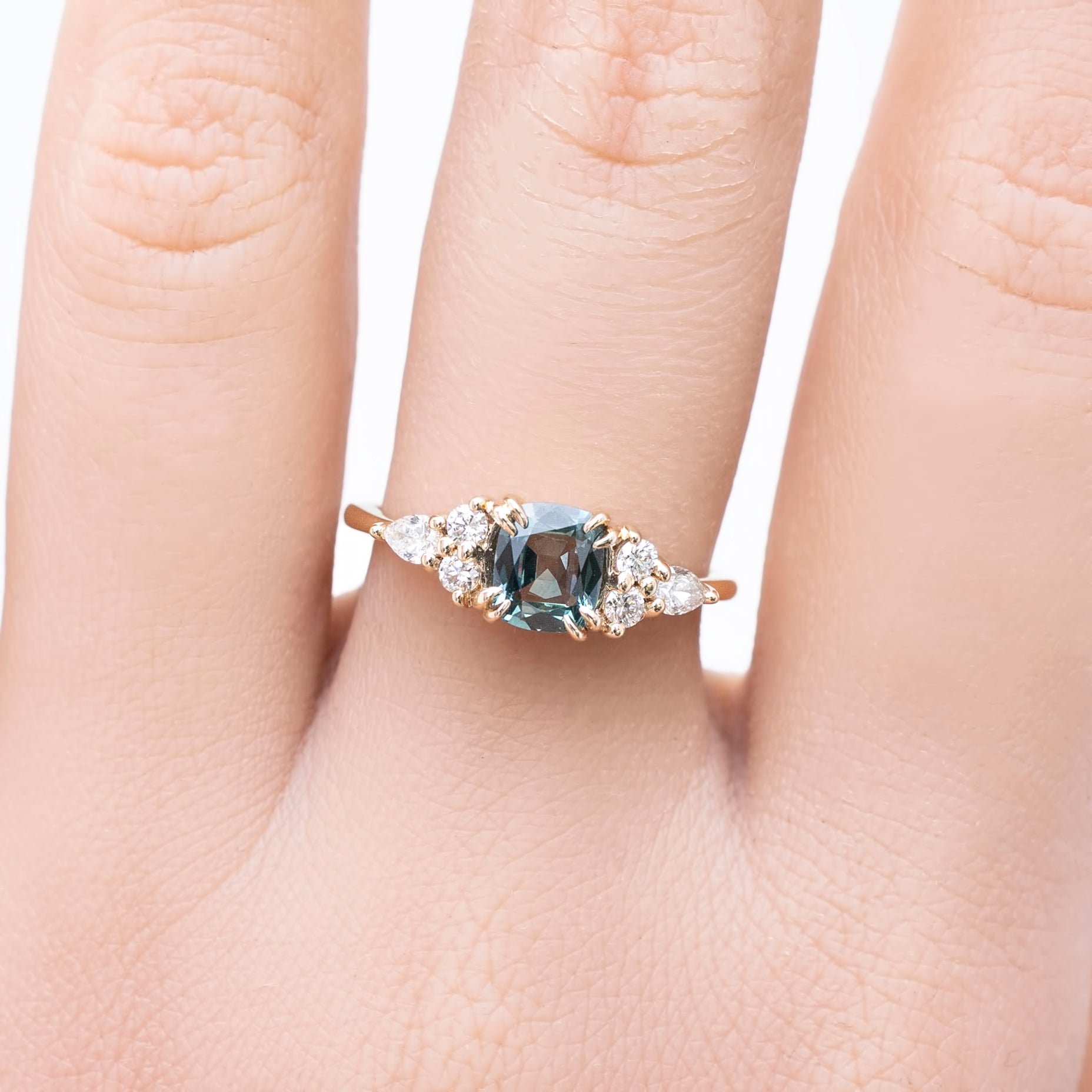 Remi Ring, 0.79ct Light Blue Green Montana Sapphire