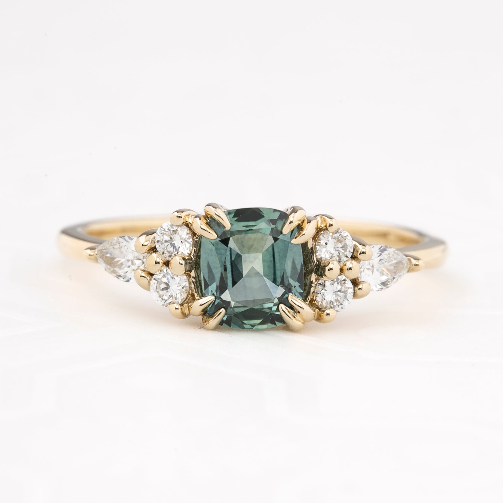 Remi Ring, 0.79ct Light Blue Green Montana Sapphire