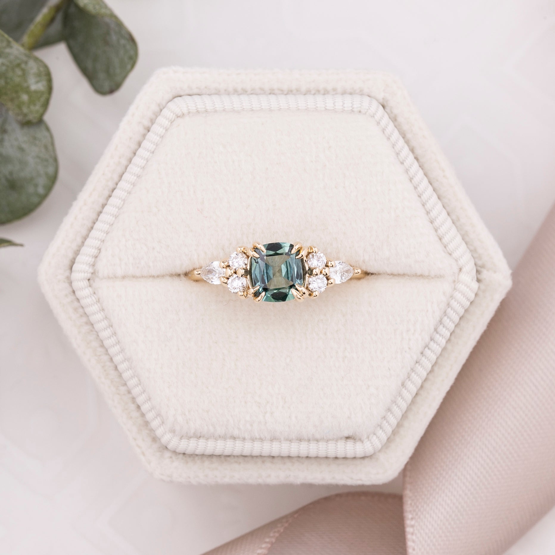 Remi Ring, 0.79ct Light Blue Green Montana Sapphire