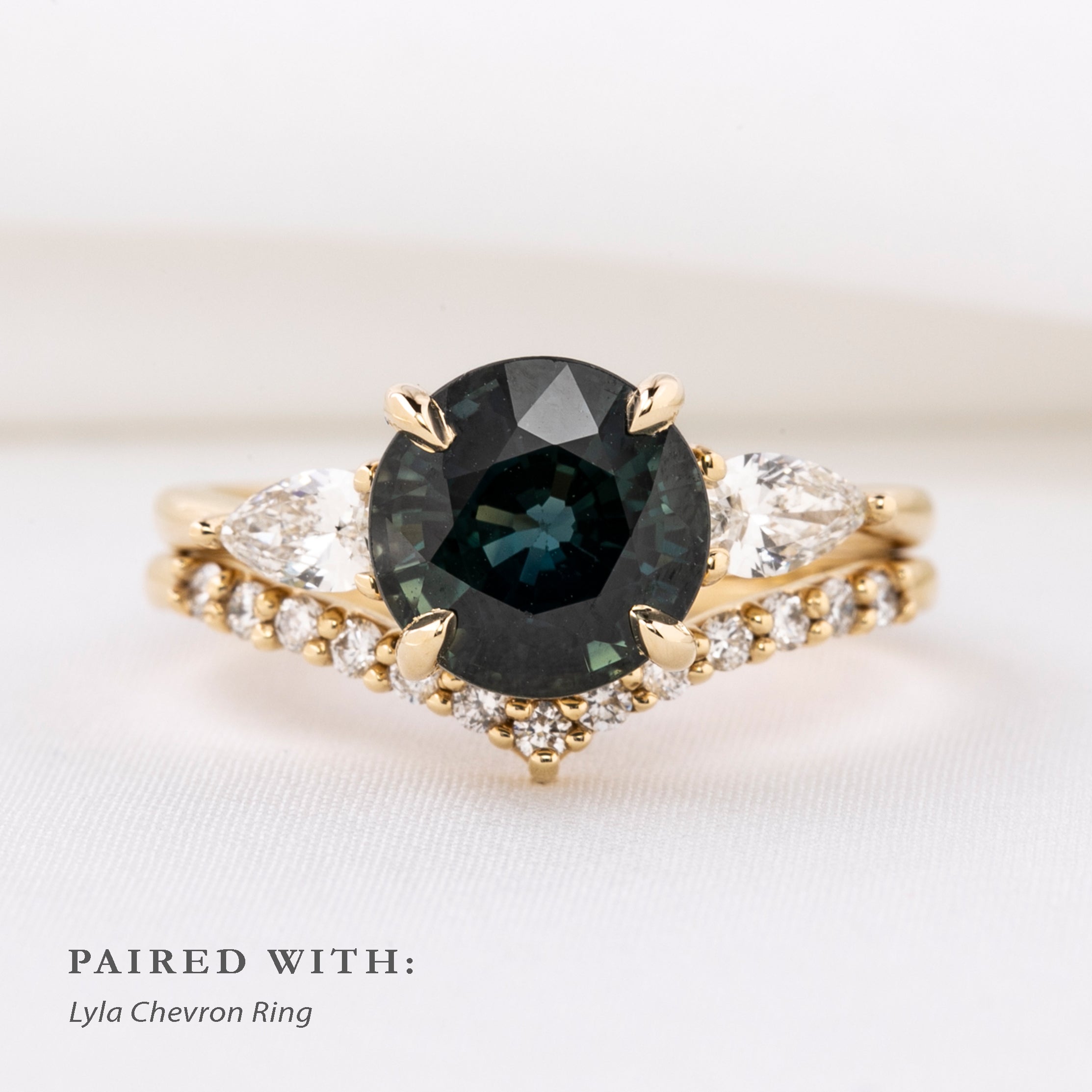 Olivia Grand Ring 3.60ct Deep Teal Blue Sapphire