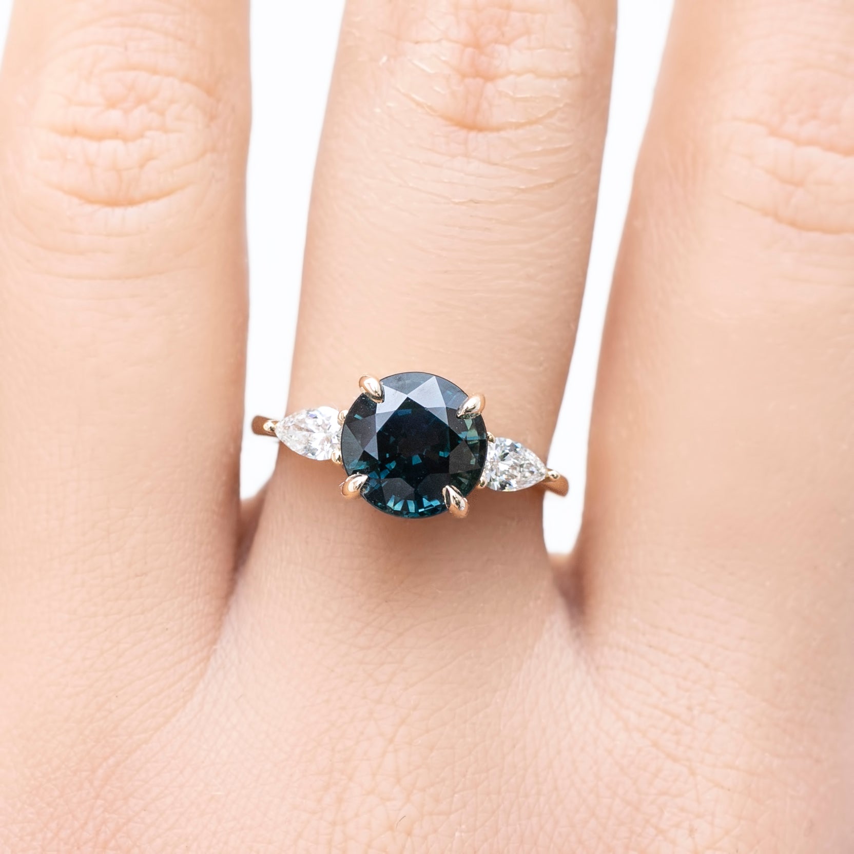 Olivia Grand Ring 3.60ct Deep Teal Blue Sapphire