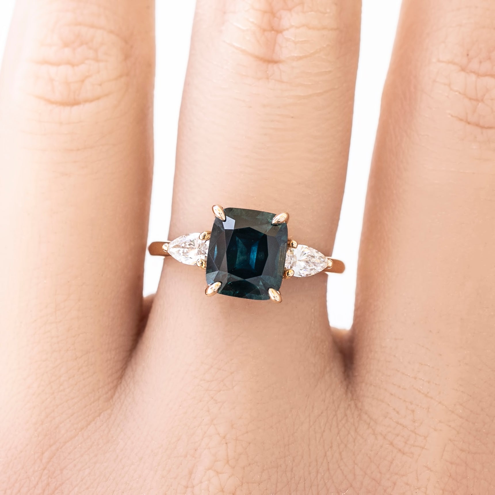 Olivia Grand Ring, 2.97ct Blue Green Montana Sapphire