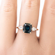 Olivia Grand Ring, 2.97ct Blue Green Montana Sapphire