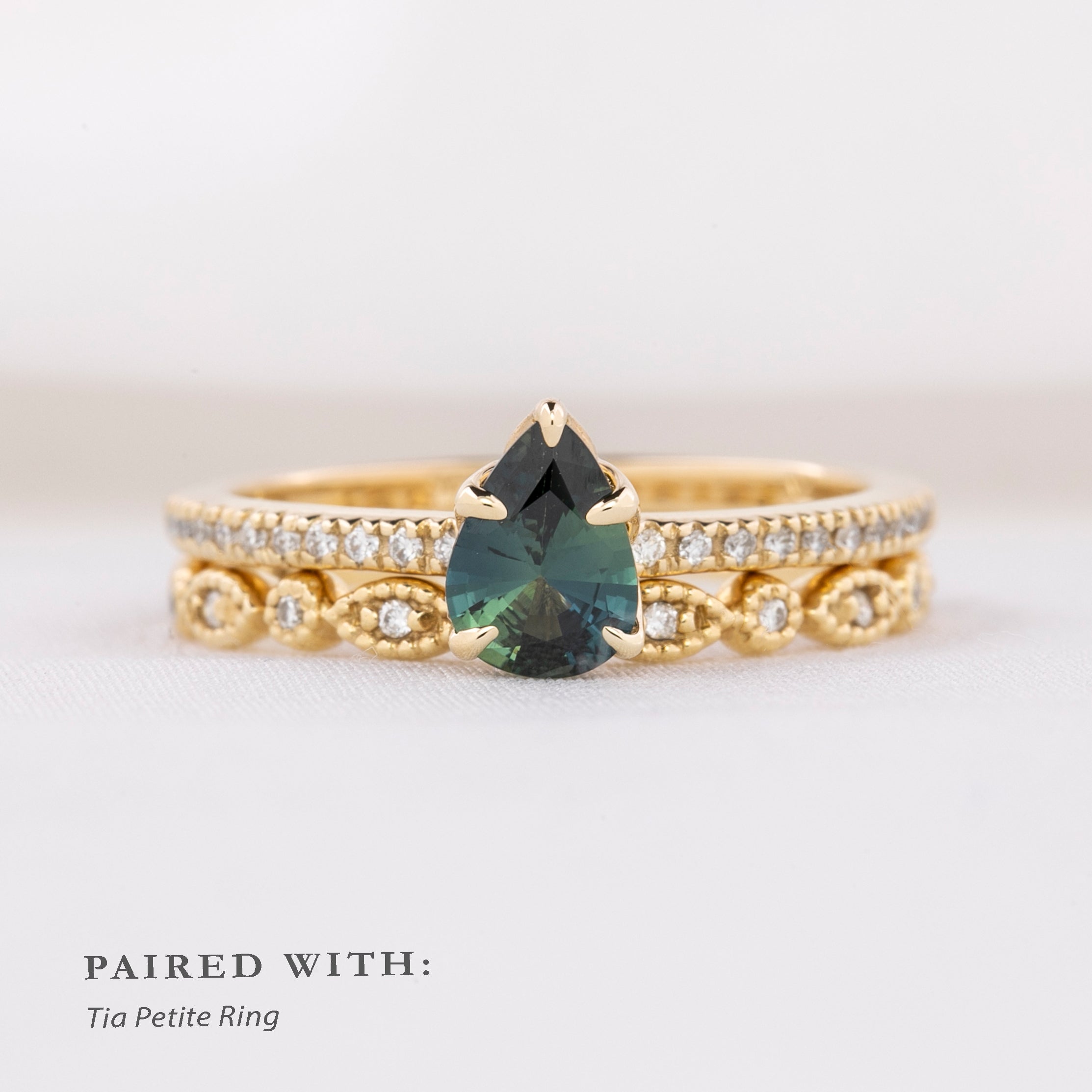 Maria Ring, 0.63ct Blue Green Madagascar Sapphire