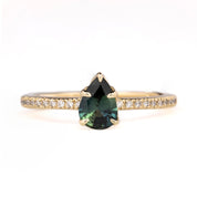 Maria Ring, 0.63ct Blue Green Madagascar Sapphire