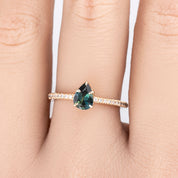 Maria Ring, 0.63ct Blue Green Madagascar Sapphire