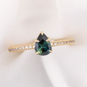 Maria Ring, 0.63ct Blue Green Madagascar Sapphire