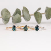 Maria Ring, 0.63ct Blue Green Madagascar Sapphire