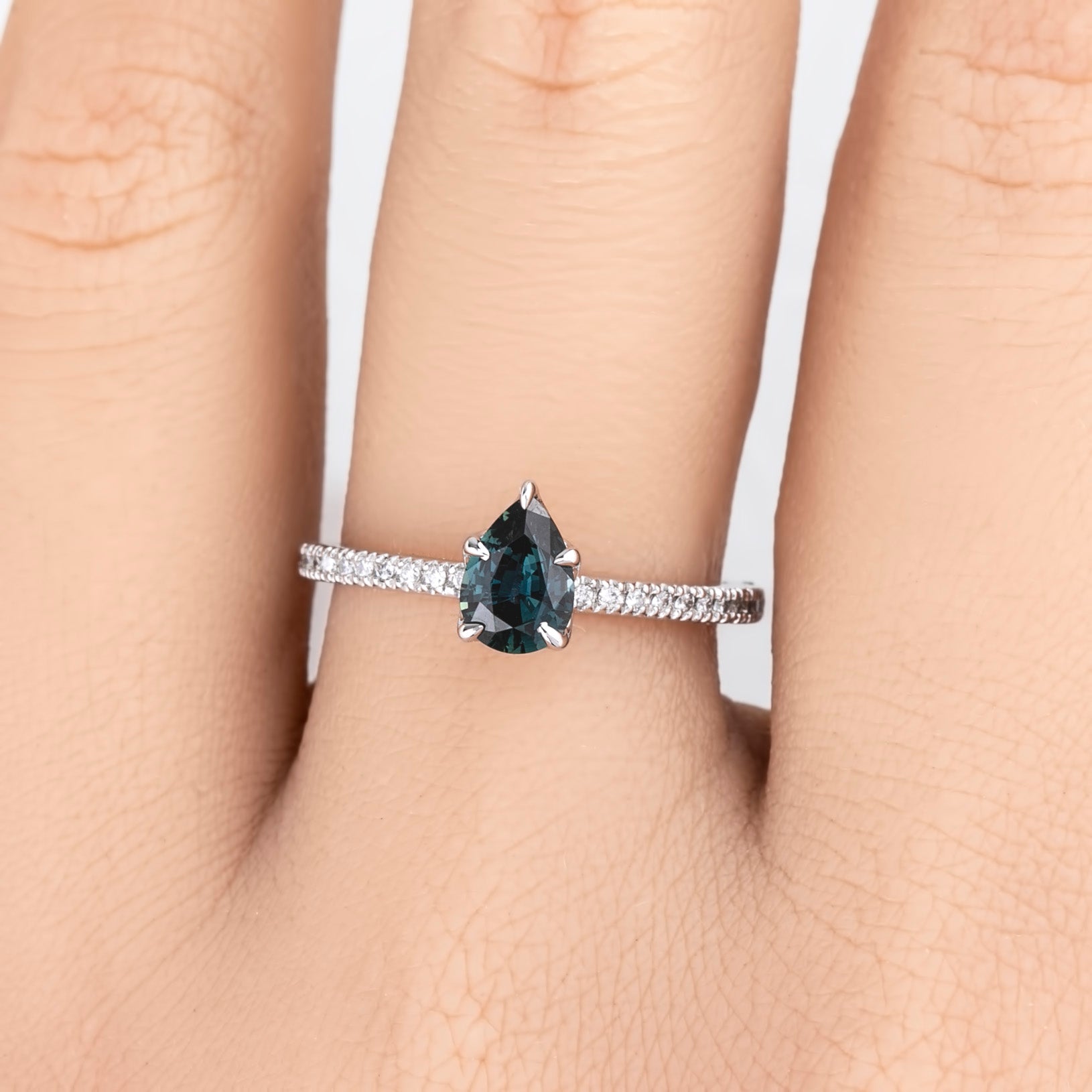 Maria Ring, 0.81ct Teal Blue Madagascar Sapphire