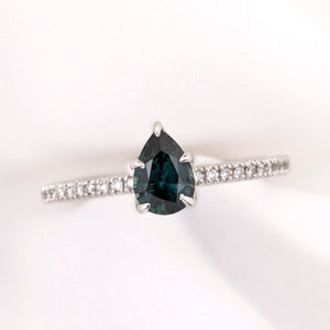Maria Ring, 0.81ct Teal Blue Madagascar Sapphire