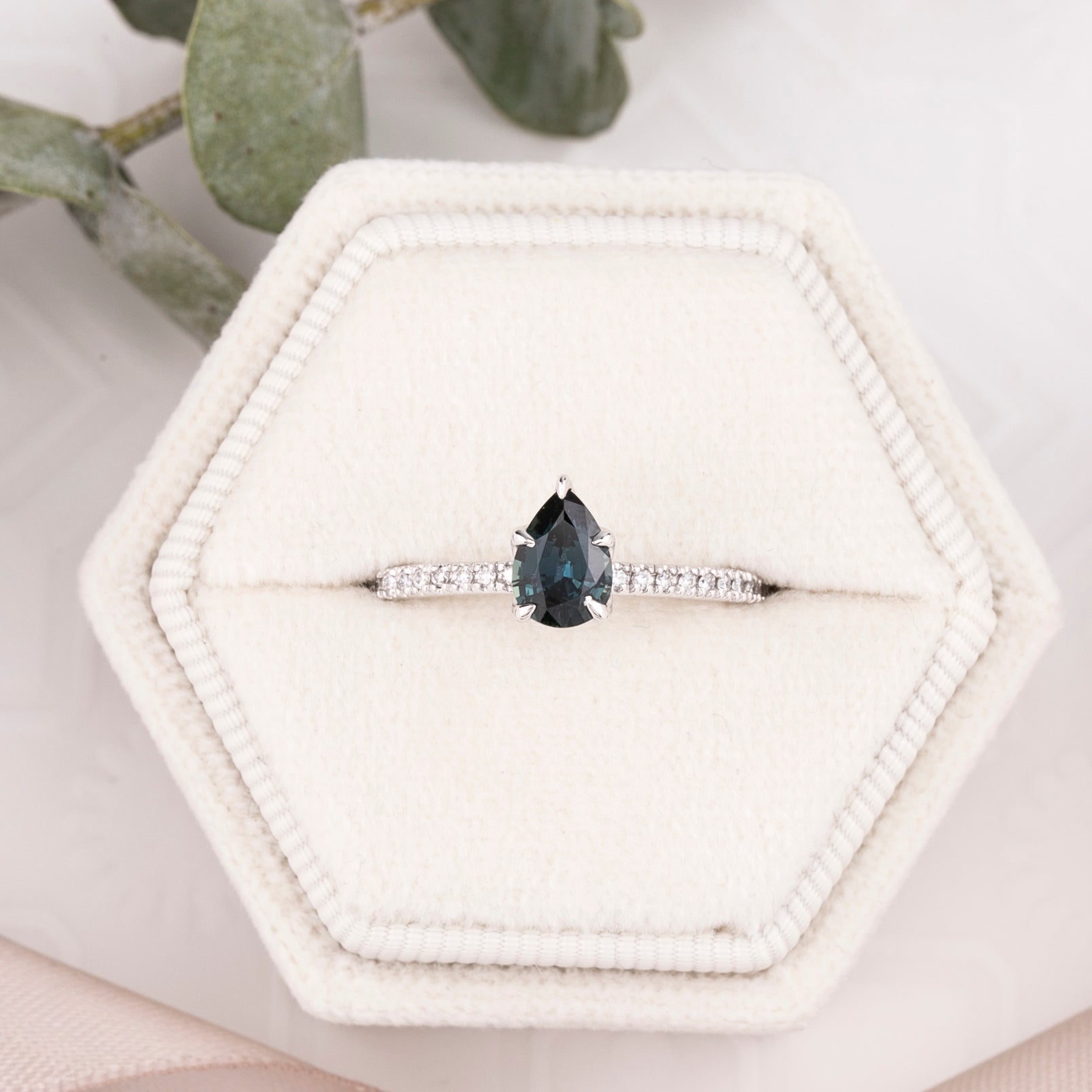 Maria Ring, 0.81ct Teal Blue Madagascar Sapphire