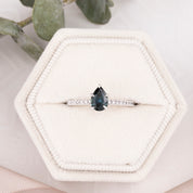 Maria Ring, 0.81ct Teal Blue Madagascar Sapphire