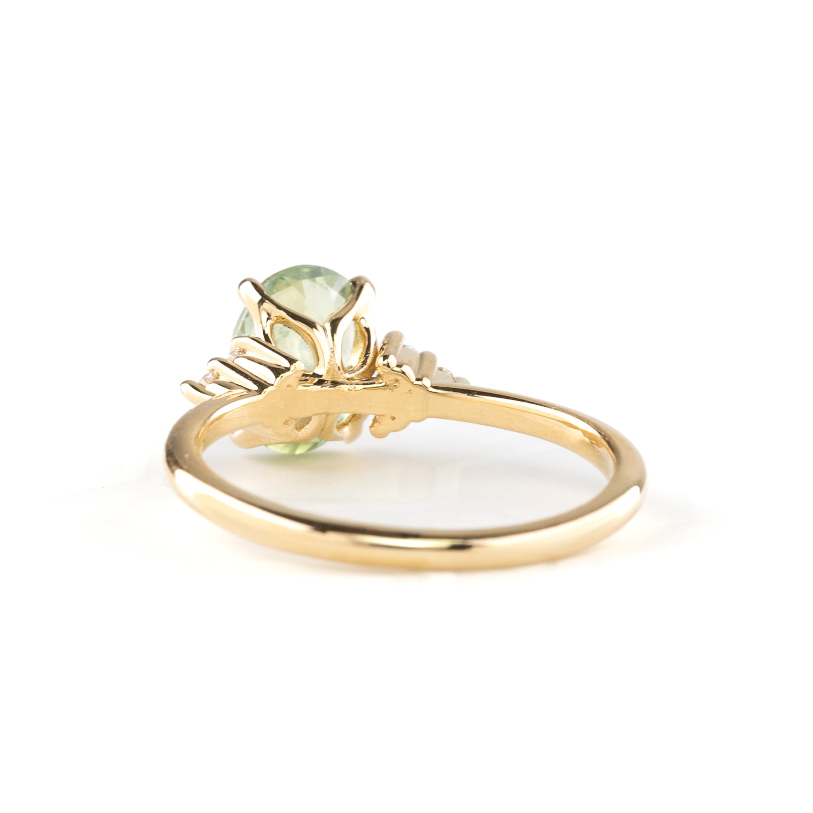 Teresa Ring, 2.19ct Light Green Madagascar Sapphire, oval shape gemstone
