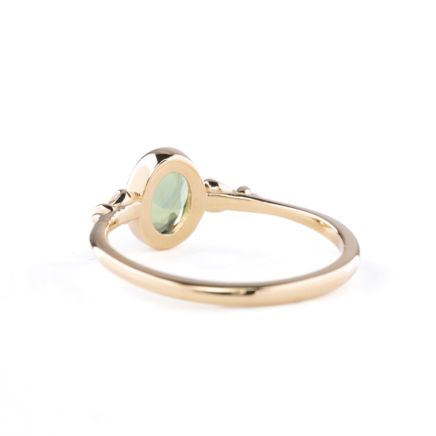 Estel Bezel Ring, 0.60ct Green Sapphire, oval shape gemstone