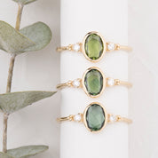 Estel Bezel Ring, 0.60ct Green Sapphire, oval shape gemstone