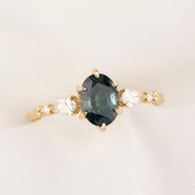 Estel Fleur Petal Ring, 1.46ct Montana Sapphire, oval shape gemstone