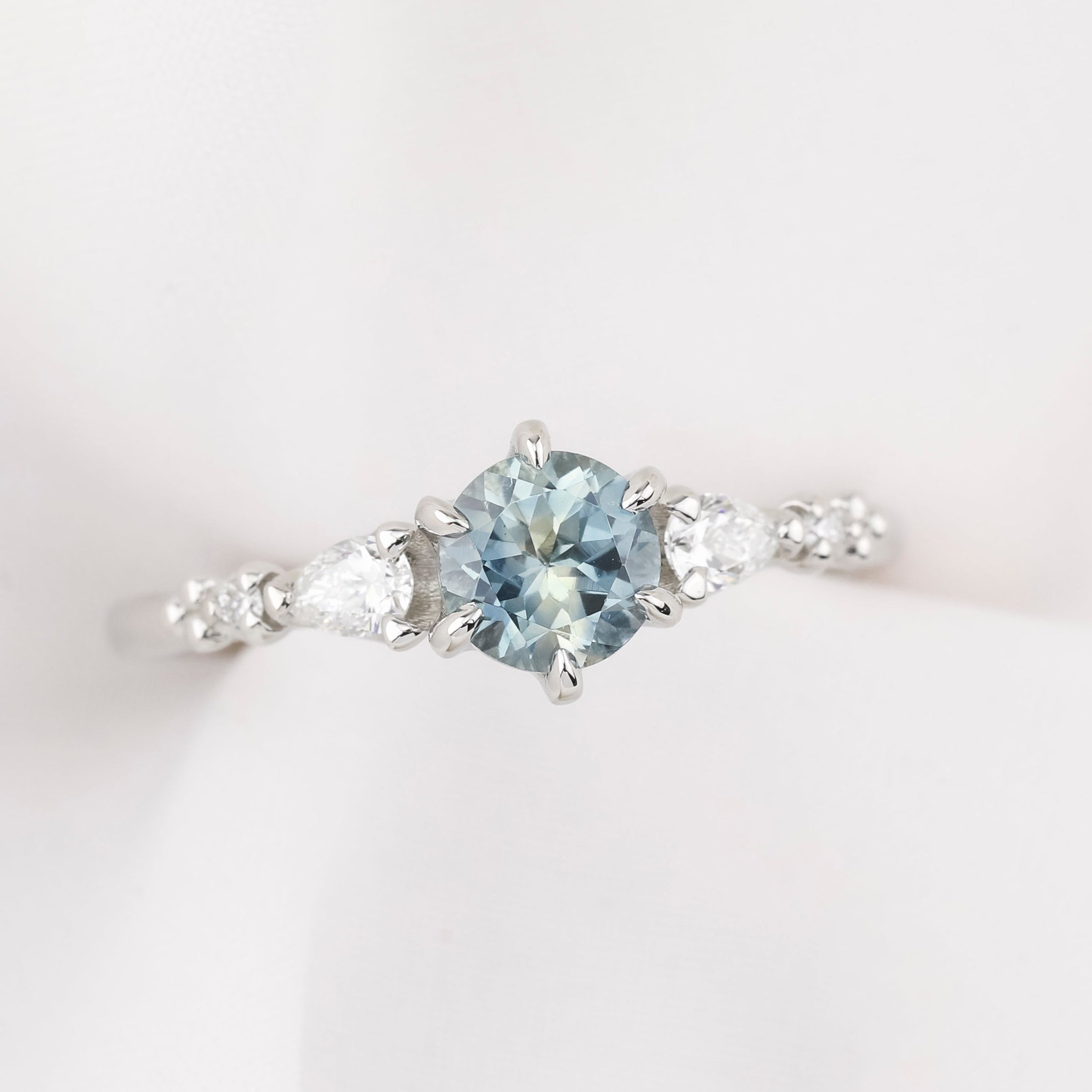 Estel Fleur Petal Ring, 0.86ct Icy Blue Montana Sapphire